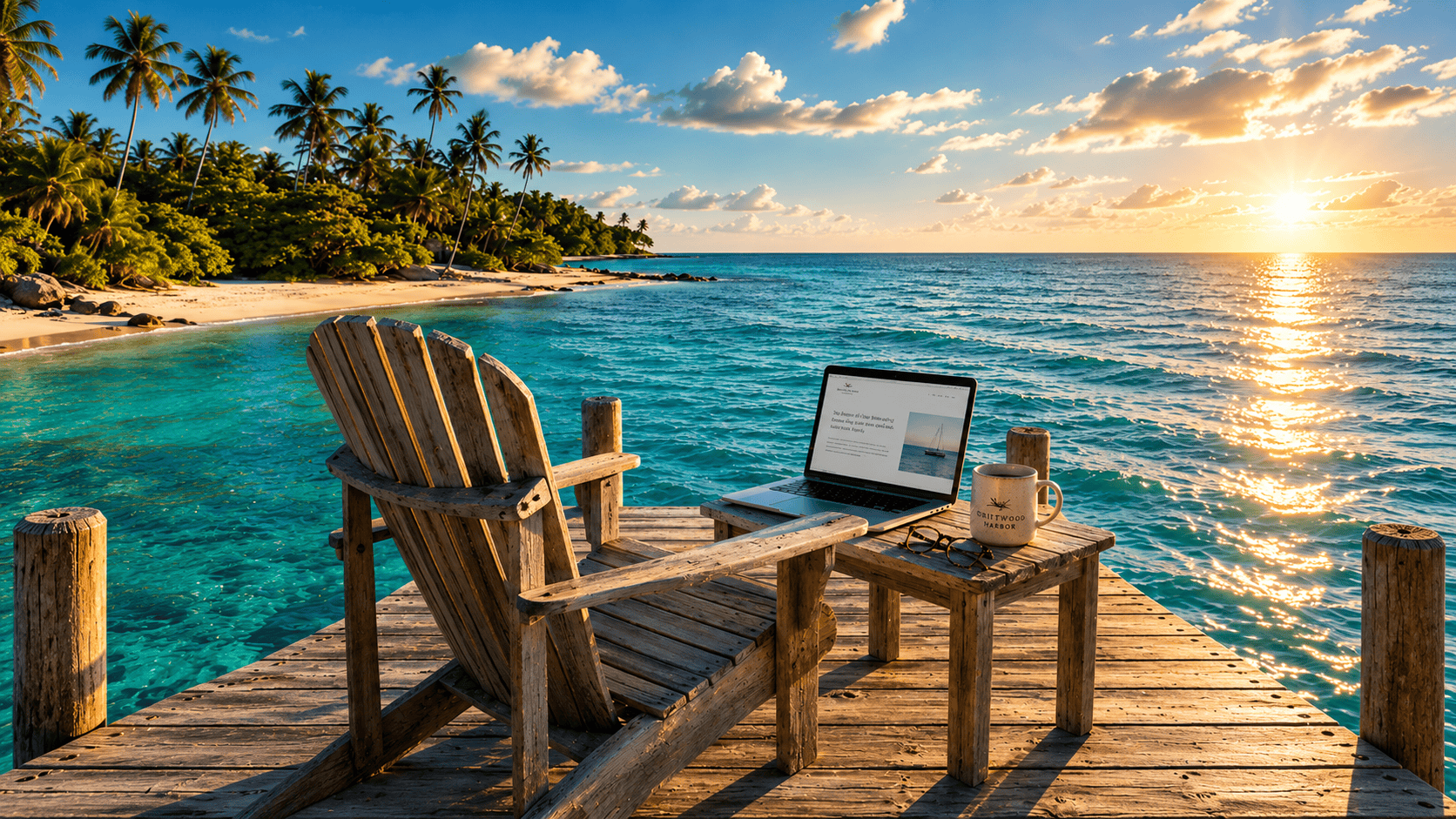 reviewing website on a dock
